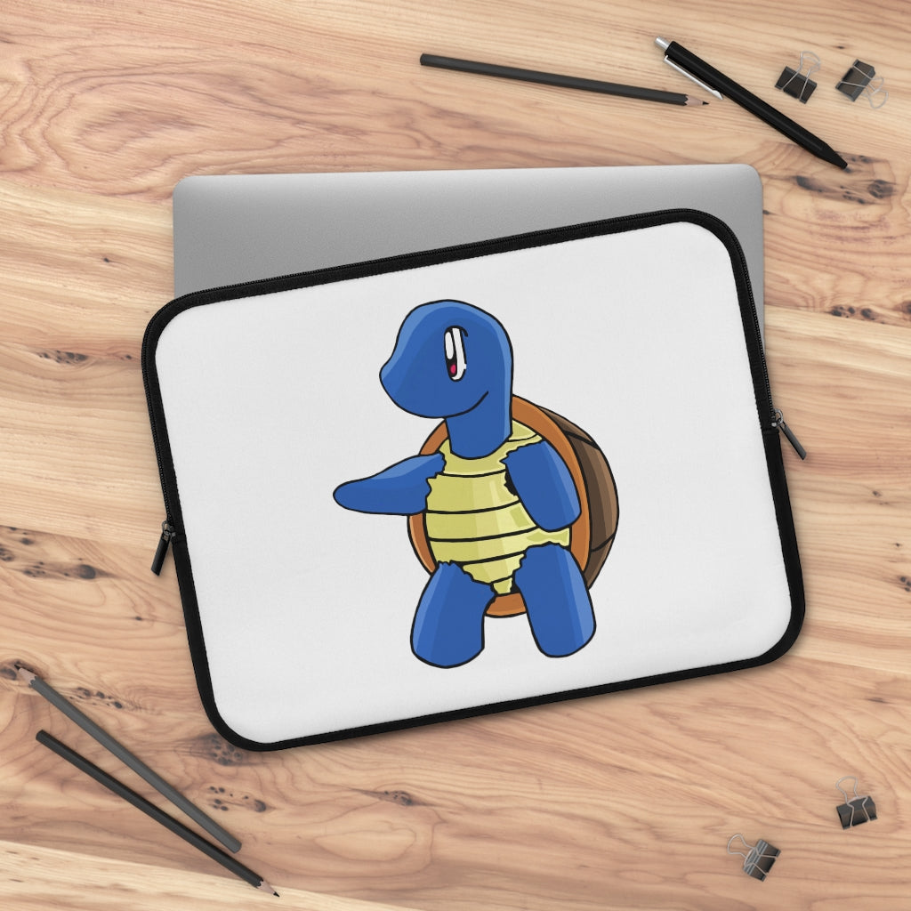 Squata Laptop Sleeve featuring a customizable front design and black polyester back, ideal for protecting laptops during travel.