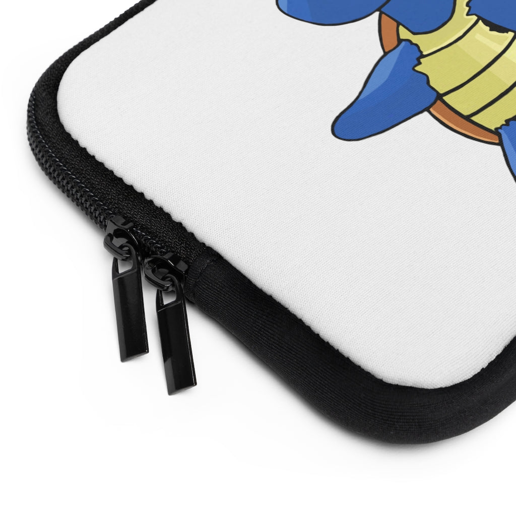 Squata Laptop Sleeve featuring a customizable front design and black polyester back, ideal for protecting laptops during travel.