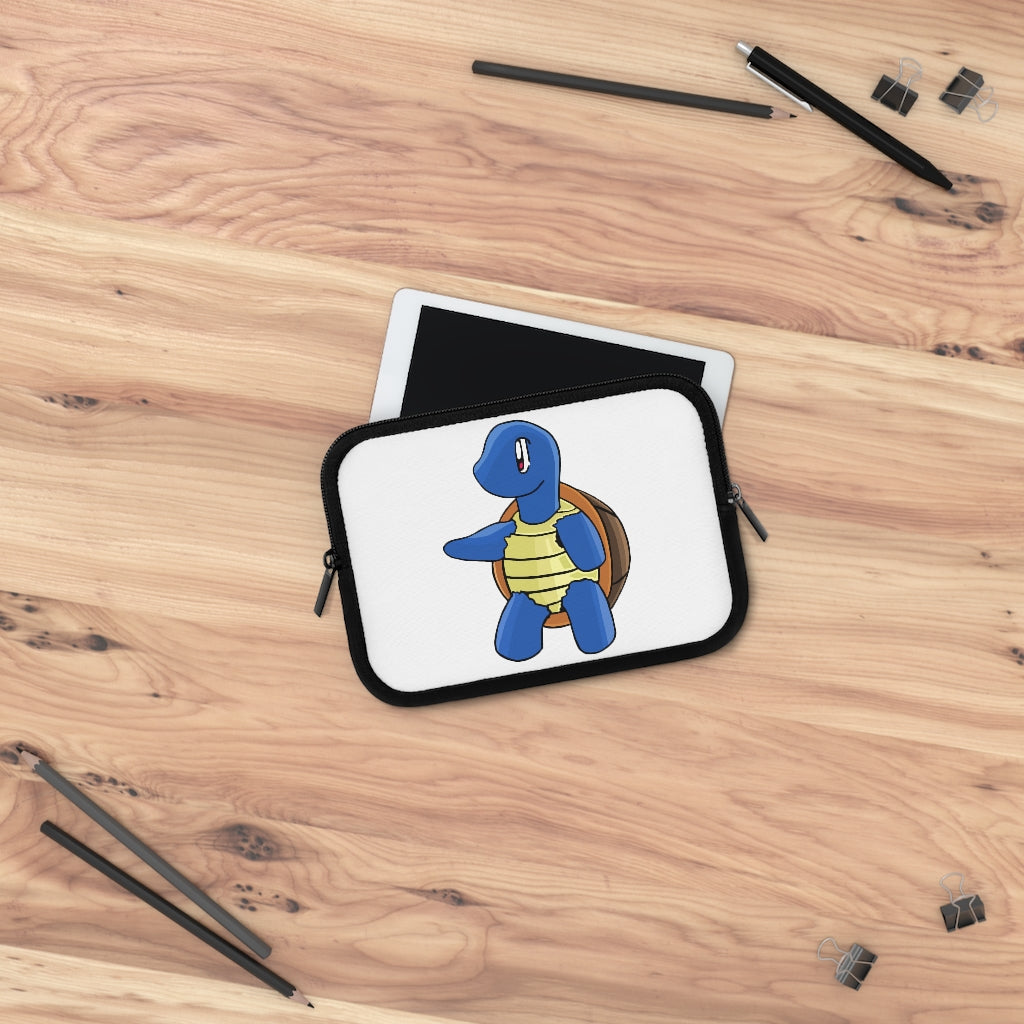 Squata Laptop Sleeve featuring a customizable front design and black polyester back, ideal for protecting laptops during travel.