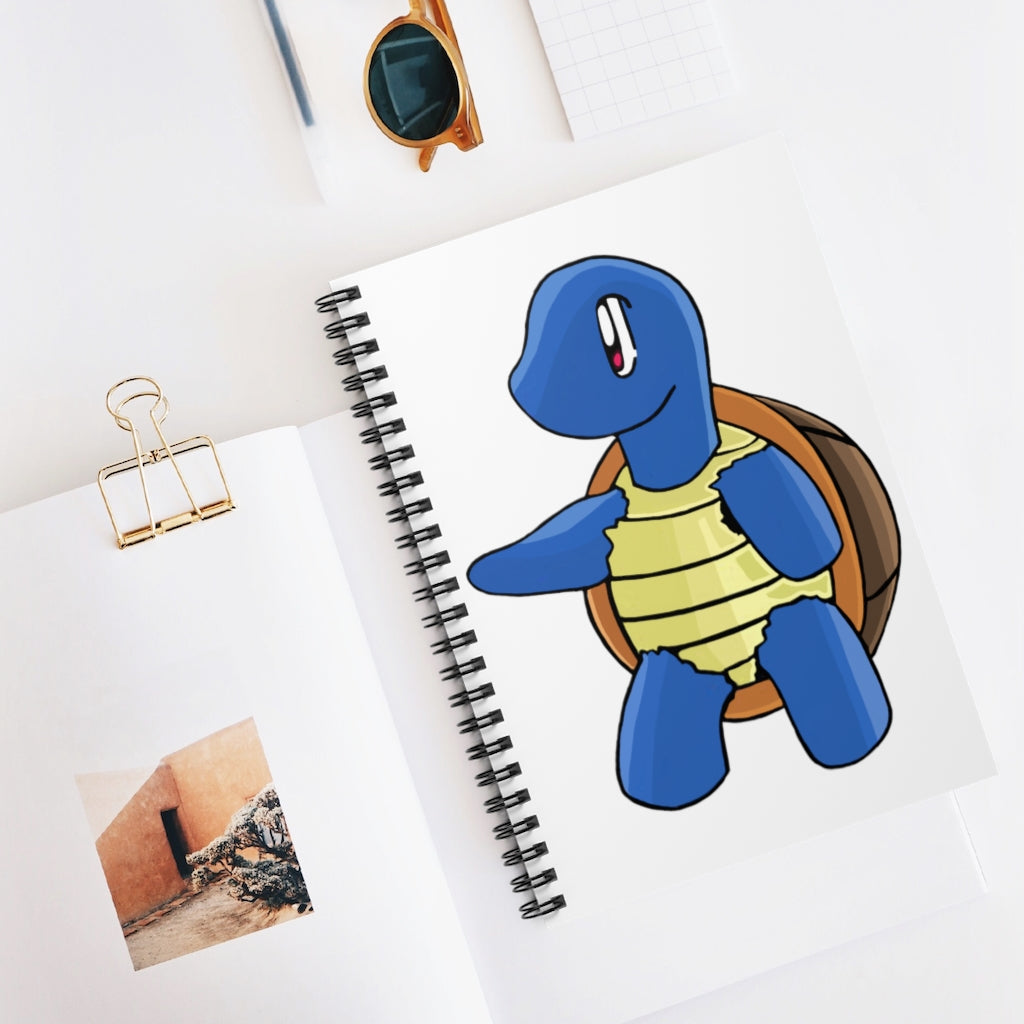 Squata Spiral Notebook with ruled line pages and a colorful printed front cover, featuring a sleek black back cover.