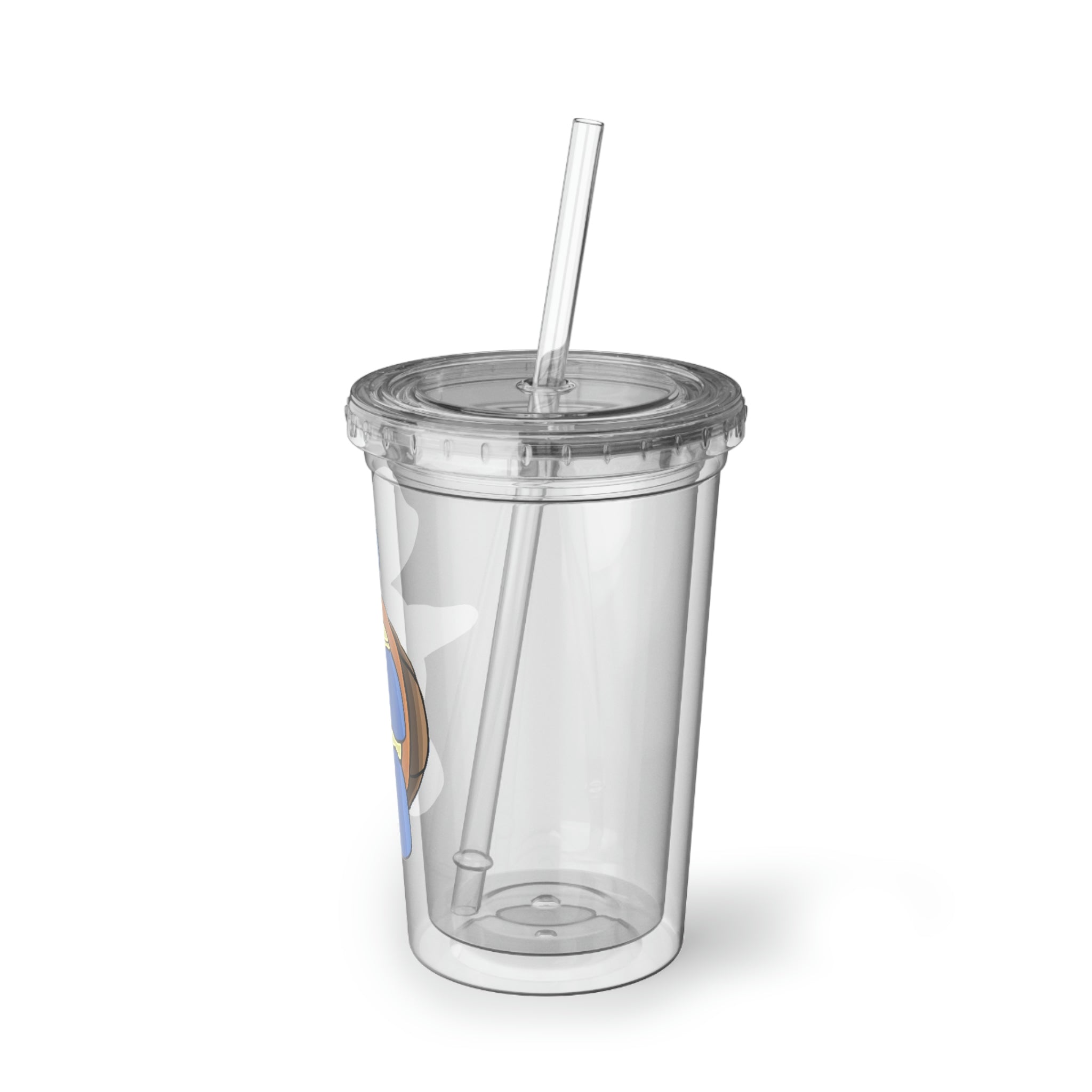 Squata Suave Acrylic Cup with vibrant artwork, double-wall insulation, and a straw, perfect for hot and cold beverages.