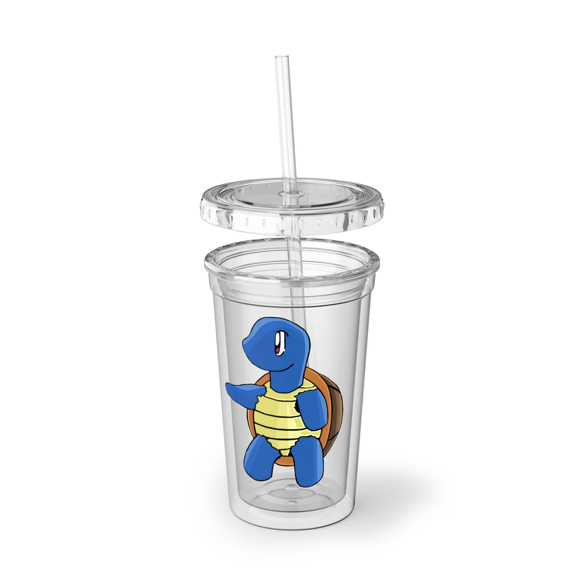 Squata Suave Acrylic Cup with vibrant artwork, double-wall insulation, and a straw, perfect for hot and cold beverages.