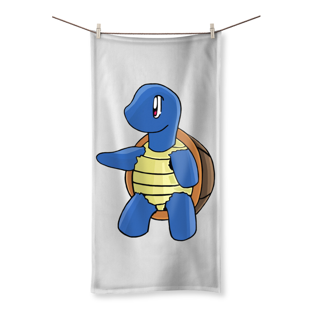 Squata Sublimation All Over Towel showcasing vibrant prints on one side and soft cotton backing on the other, available in various sizes.