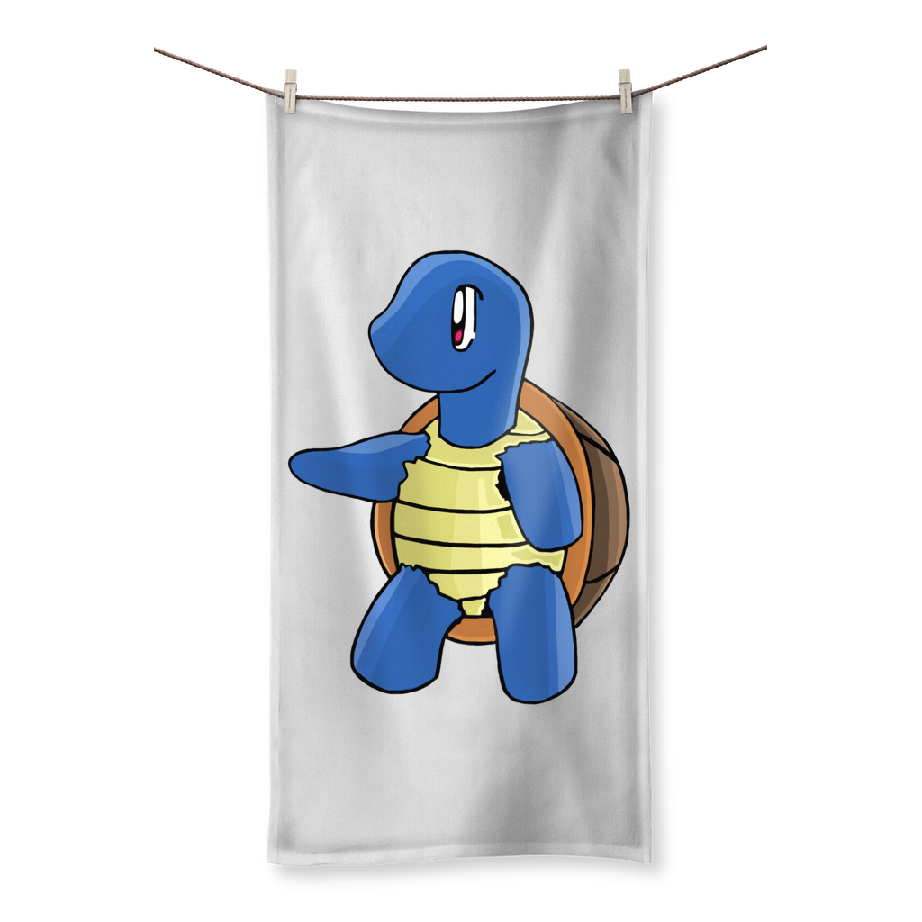 Squata Sublimation All Over Towel showcasing vibrant prints on one side and soft cotton backing on the other, available in various sizes.