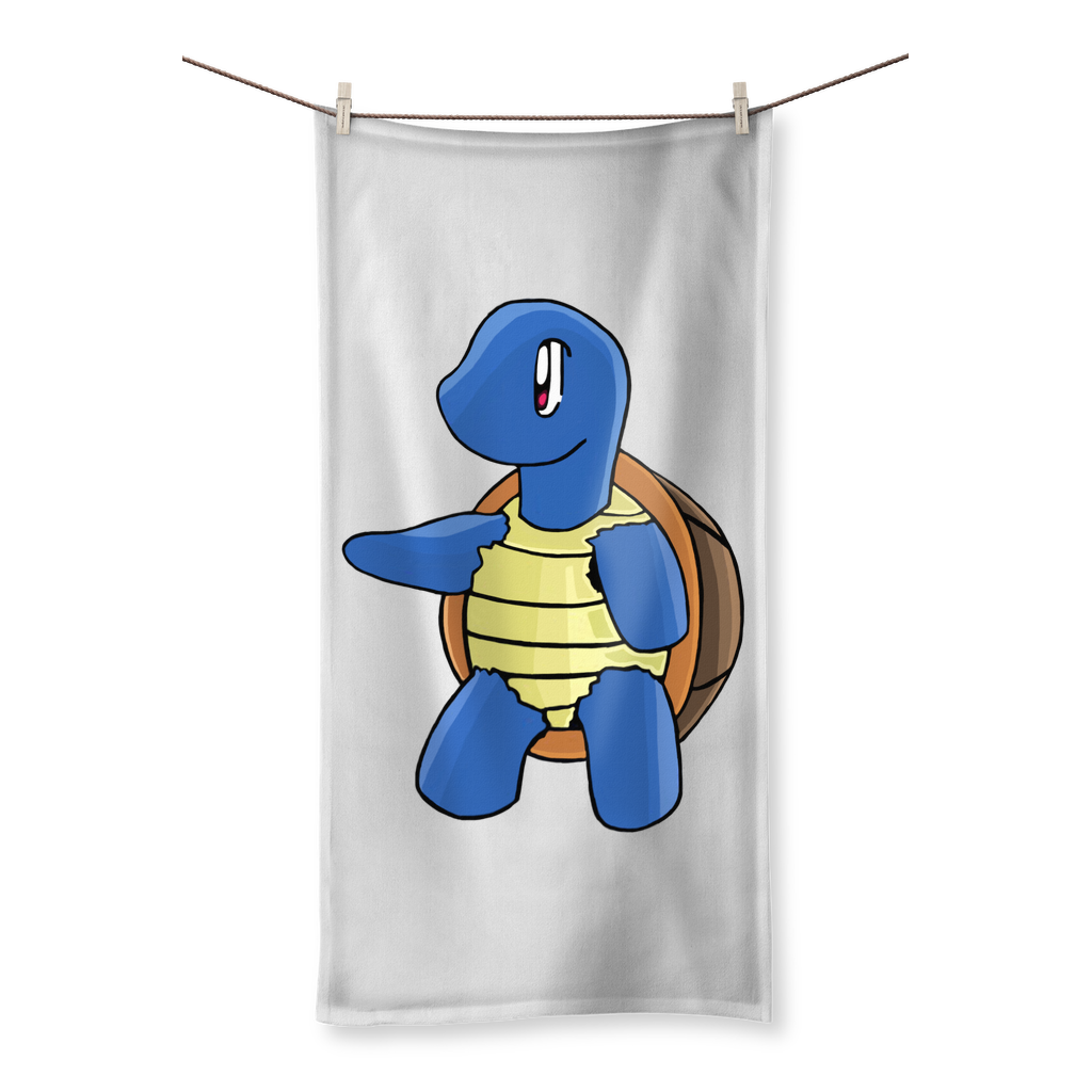 Squata Sublimation All Over Towel showcasing vibrant prints on one side and soft cotton backing on the other, available in various sizes.