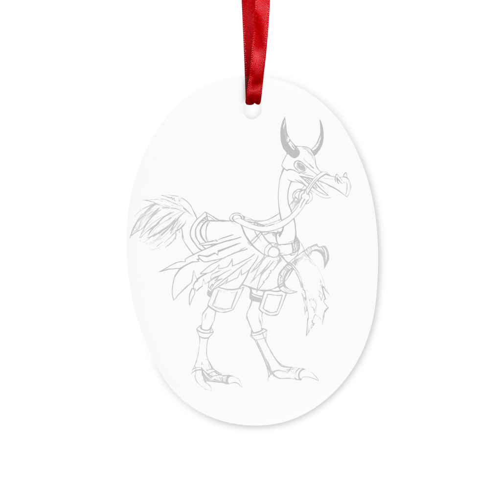 Squawkers Ceramic Hanging Ornament with red ribbon and gold string, beautifully designed for Christmas decoration.
