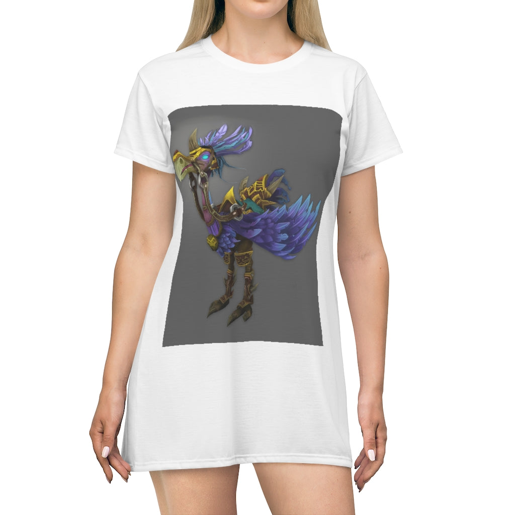 Squawkers the Ostrich Mount All Over Print T-Shirt Dress featuring vibrant prints and a comfortable fit.