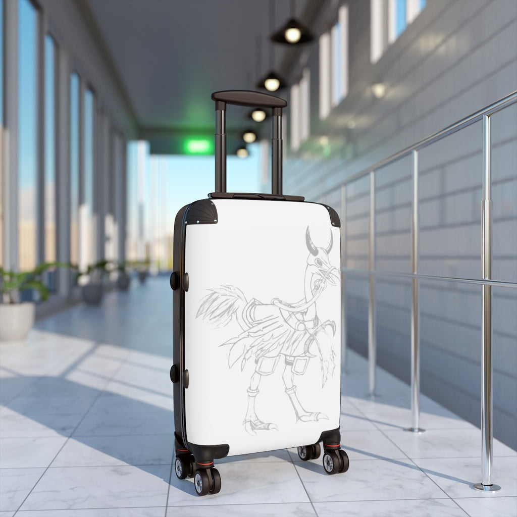 Squawkers the Ostrich Mount Cabin Suitcase featuring a vibrant design, lightweight construction, and durable hard-shell material.