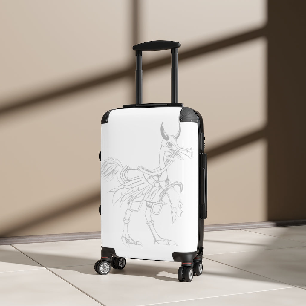 Squawkers the Ostrich Mount Cabin Suitcase featuring a vibrant design, lightweight construction, and durable hard-shell material.