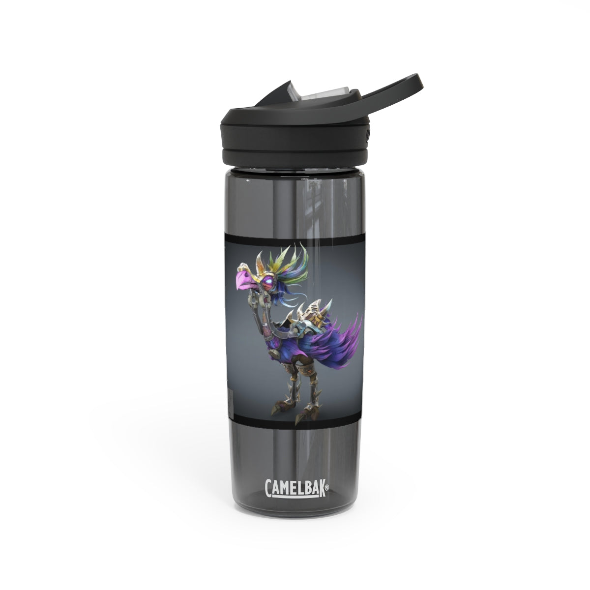 Squawkers the Ostrich Mount CamelBak Eddy® Water Bottle in 20oz and 25oz sizes, featuring a personalized design and robust Tritan™ material.