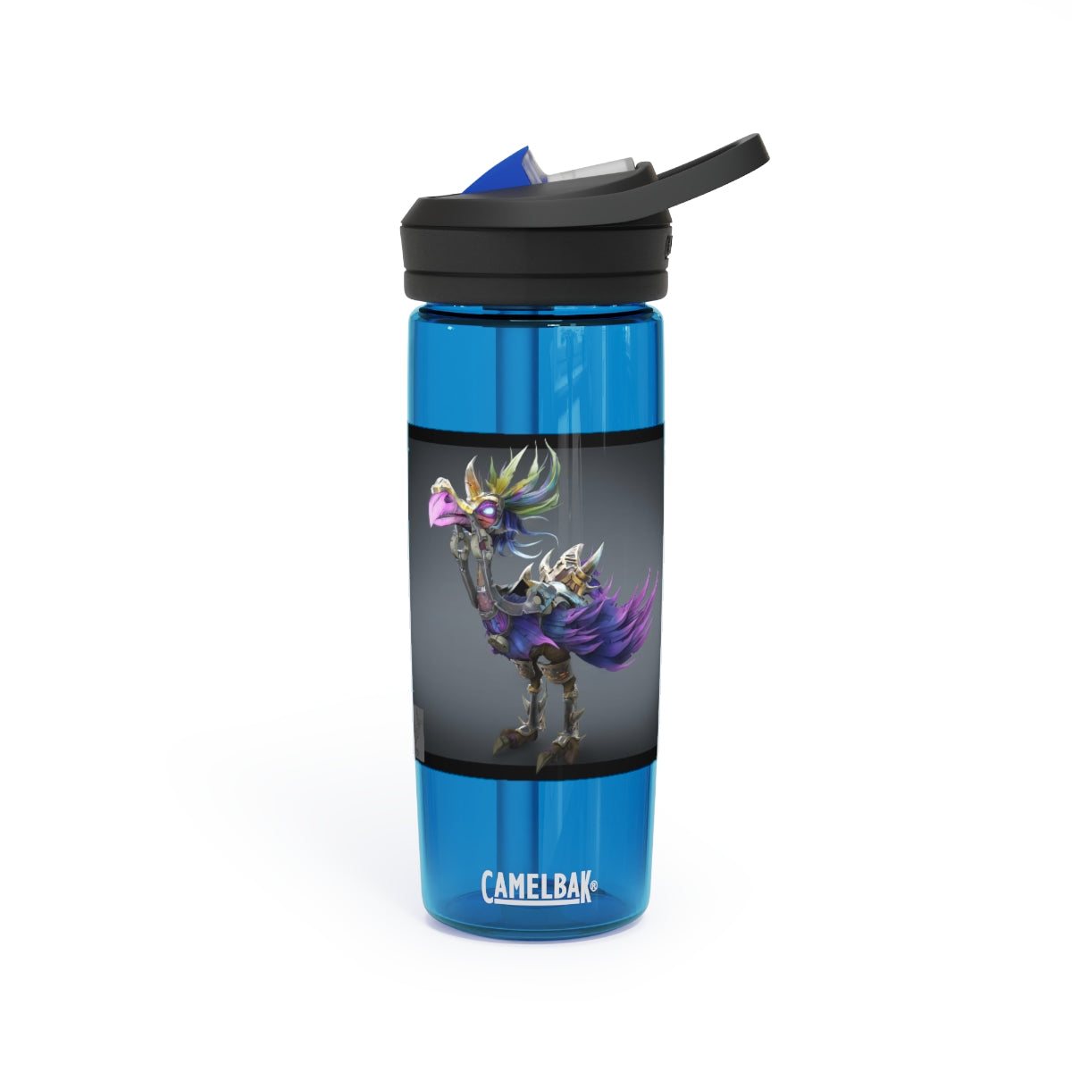 Squawkers the Ostrich Mount CamelBak Eddy® Water Bottle in 20oz and 25oz sizes, featuring a personalized design and robust Tritan™ material.