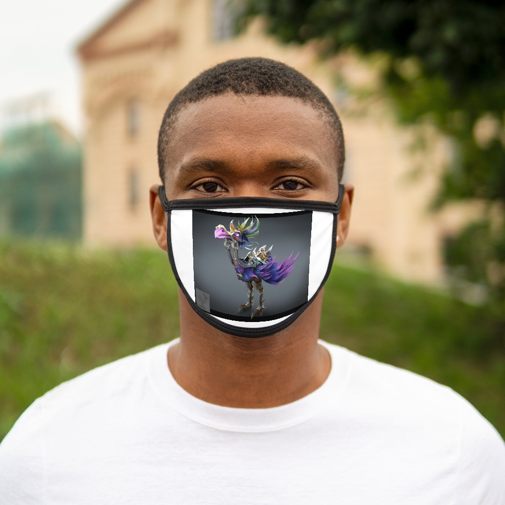 Squawkers the Ostrich Mount Mixed-Fabric Face Mask featuring a playful design with a black outer edge and earloops.