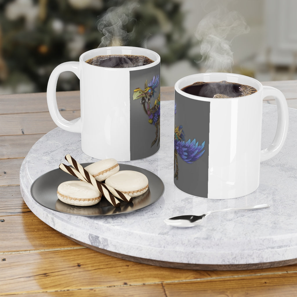 Squawkers the Ostrich Mount Mug, 11oz, featuring a whimsical ostrich design with a scratch-resistant finish and easy-grip handle.