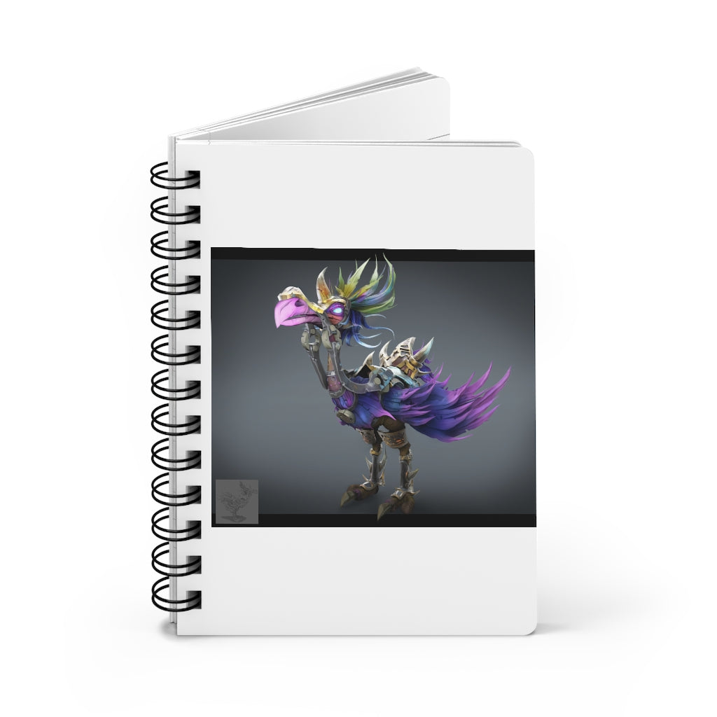 Squawkers the Ostrich Mount Spiral Bound Journal with a glossy laminated cover and lined pages, showcasing its vibrant design.