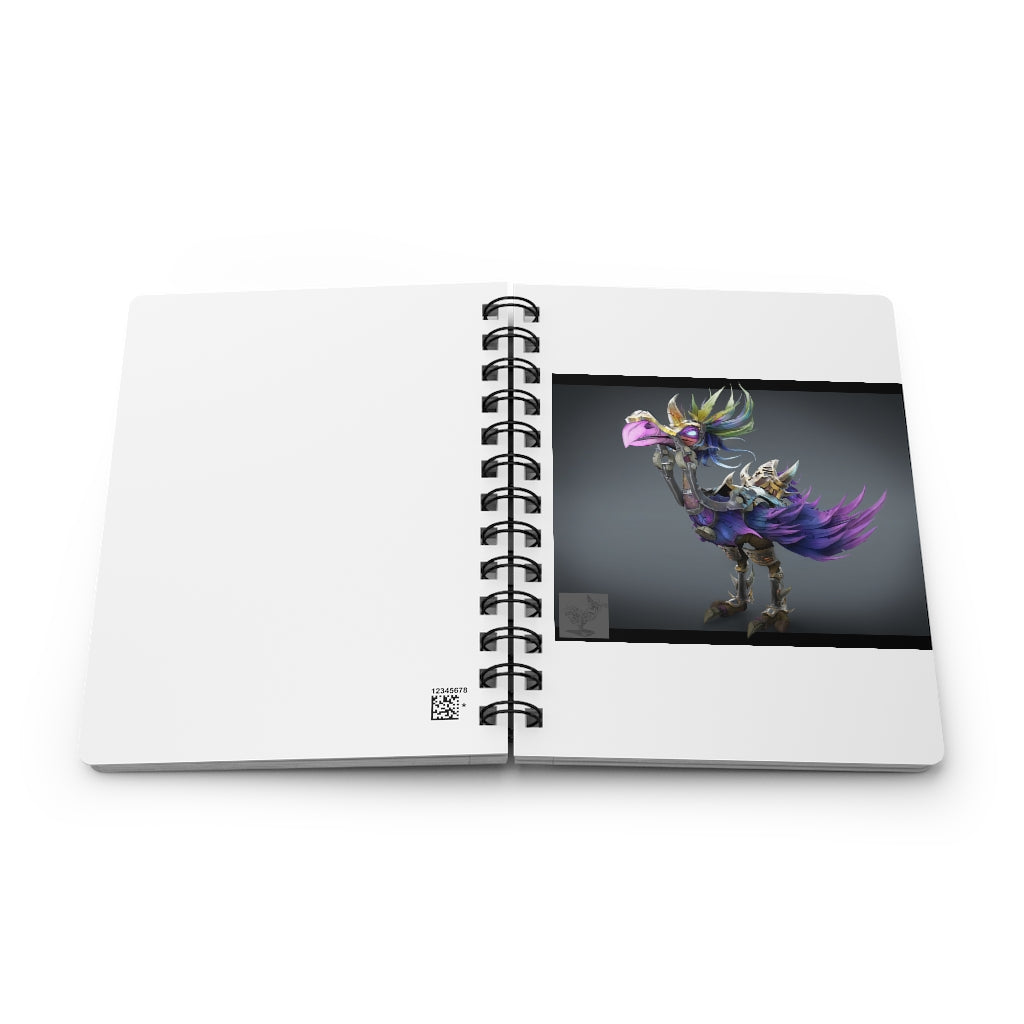 Squawkers the Ostrich Mount Spiral Bound Journal with a glossy laminated cover and lined pages, showcasing its vibrant design.