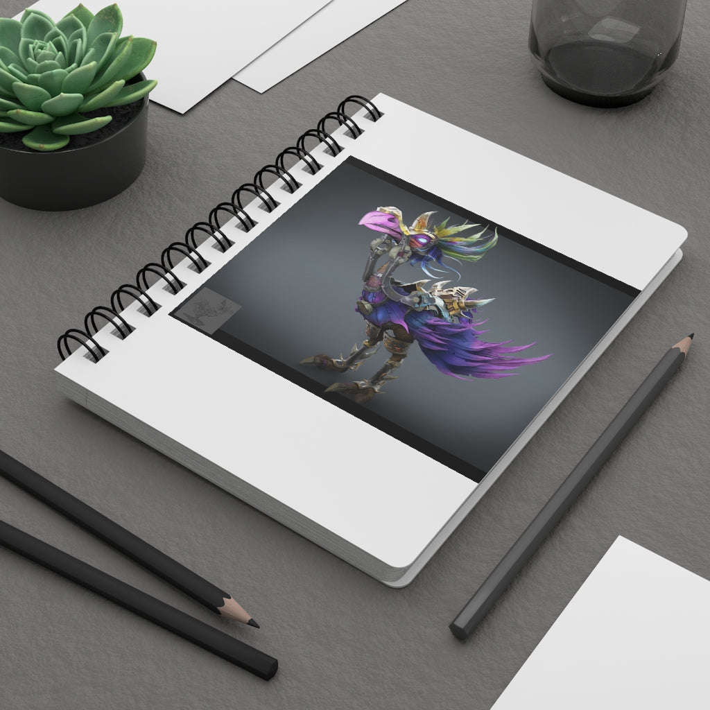 Squawkers the Ostrich Mount Spiral Bound Journal with a glossy laminated cover and lined pages, showcasing its vibrant design.