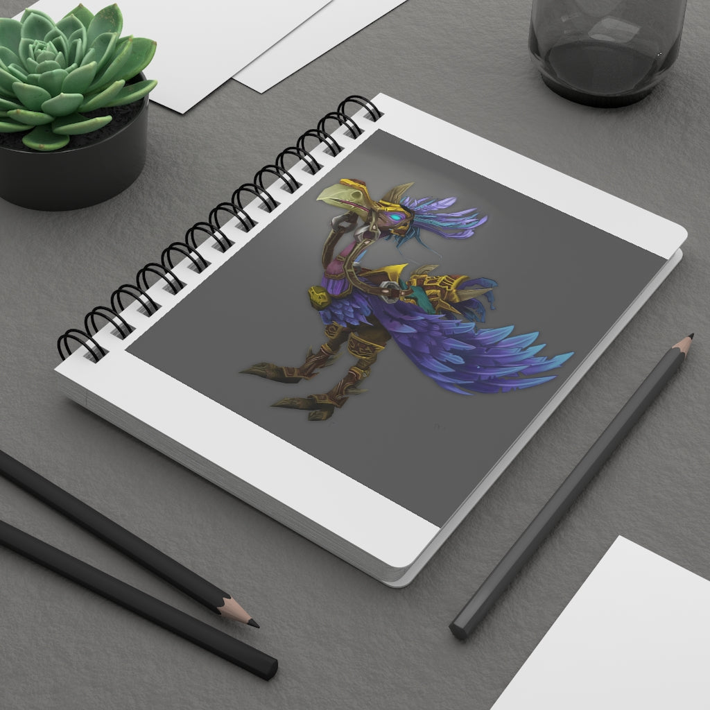 Squawkers the Ostrich Mount Spiral Bound Journal with a glossy laminated cover and lined pages, showcasing its vibrant design.