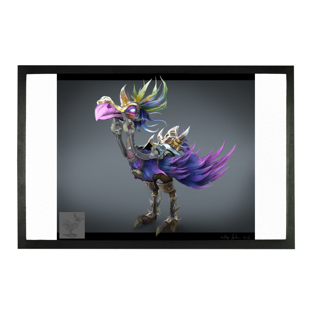 Squawkers The Ostrich Mount Sublimation Doormat featuring a vibrant ostrich design on a durable rubber base.