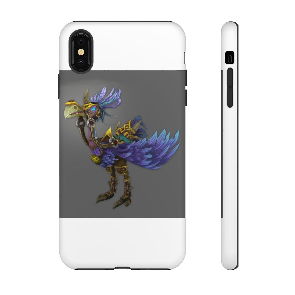 Squawkers the Ostrich Tough Case featuring a vibrant ostrich design, showcasing dual-layer protection with a polycarbonate outer shell and TPU inner liner.