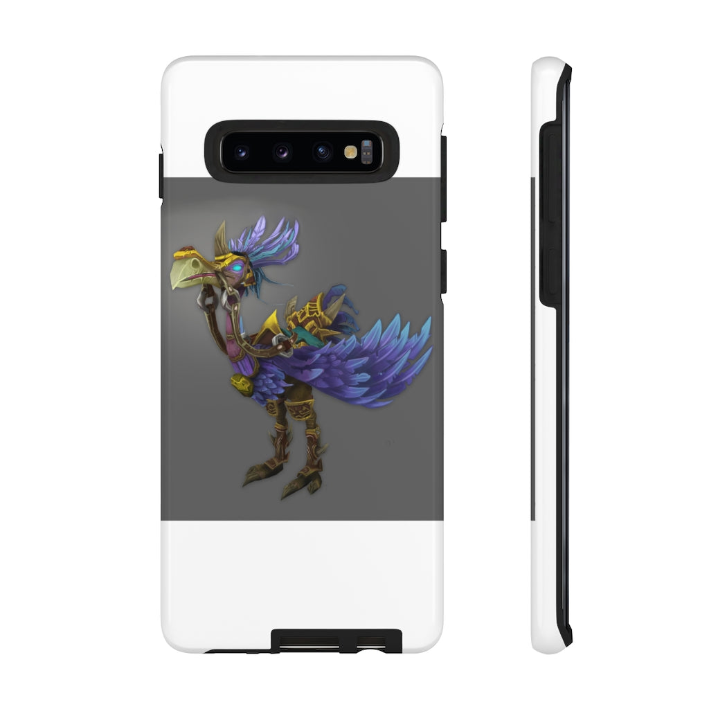 Squawkers the Ostrich Tough Case featuring a vibrant ostrich design, showcasing dual-layer protection with a polycarbonate outer shell and TPU inner liner.