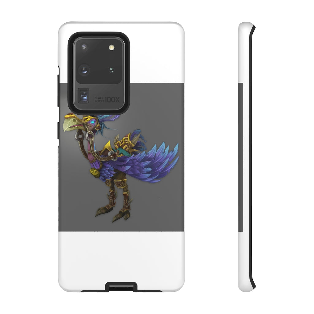 Squawkers the Ostrich Tough Case featuring a vibrant ostrich design, showcasing dual-layer protection with a polycarbonate outer shell and TPU inner liner.