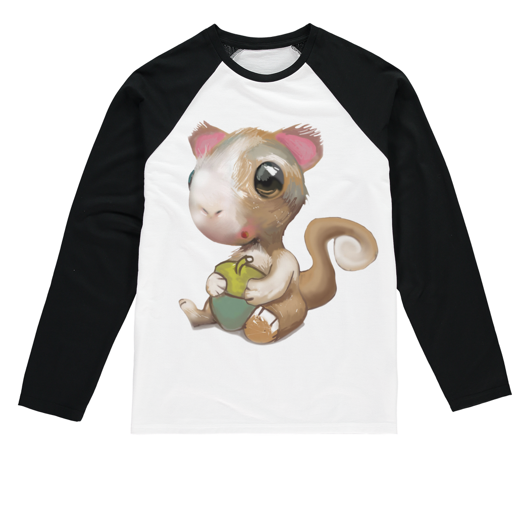 Squirrel Sublimation Baseball Long Sleeve T-Shirt featuring a crew neck and long sleeves, designed for sublimation printing with a stylish fit.