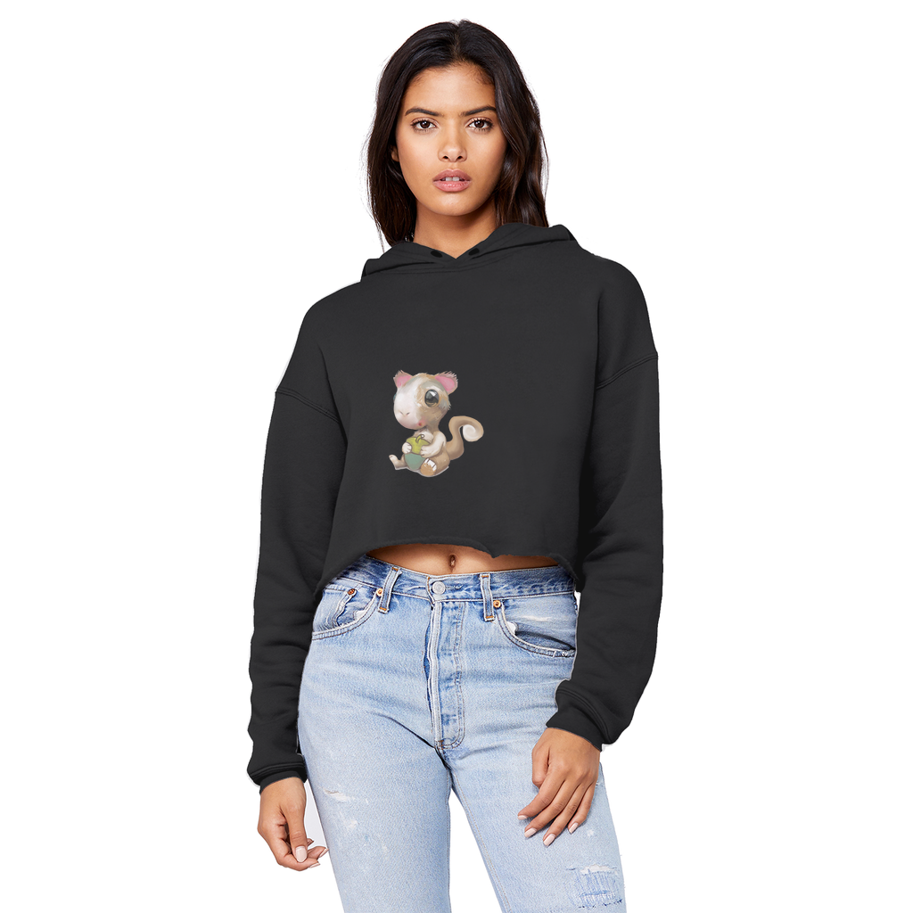 Squirrel Unisex Cropped Raw Edge Boyfriend Hoodie in various colors, showcasing its cropped design and raw edge hem.