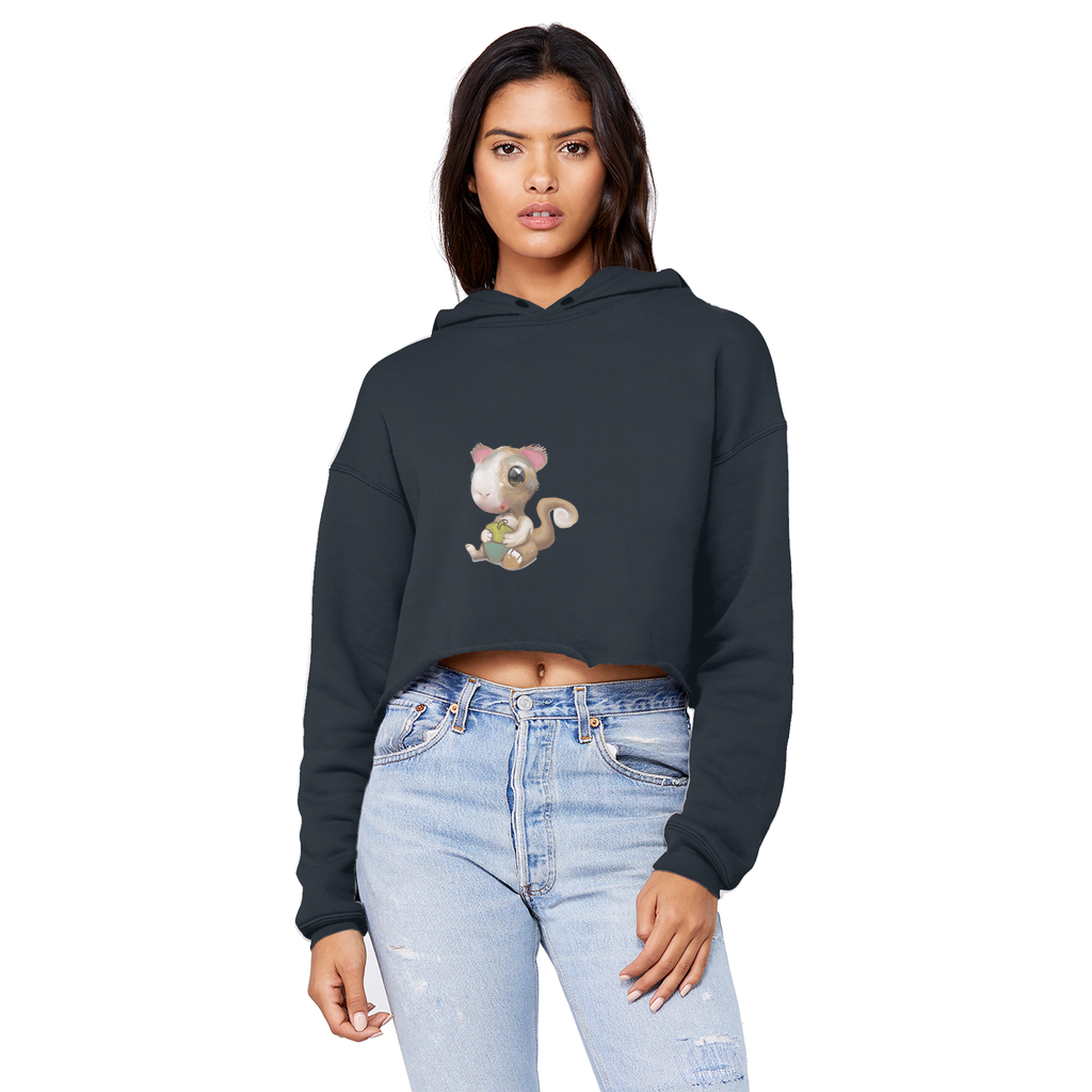 Squirrel Unisex Cropped Raw Edge Boyfriend Hoodie in various colors, showcasing its cropped design and raw edge hem.