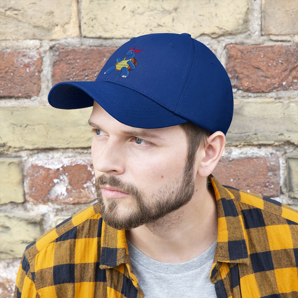 Squirtila Unisex Twill Hat in solid color, showcasing its 6-panel design and adjustable Velcro closure.