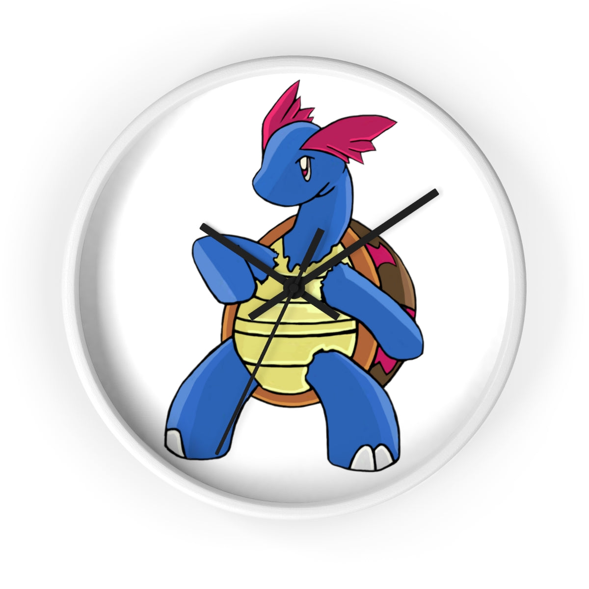 Squirtila Wall Clock featuring a wooden frame and plexiglass face, ideal for indoor use.