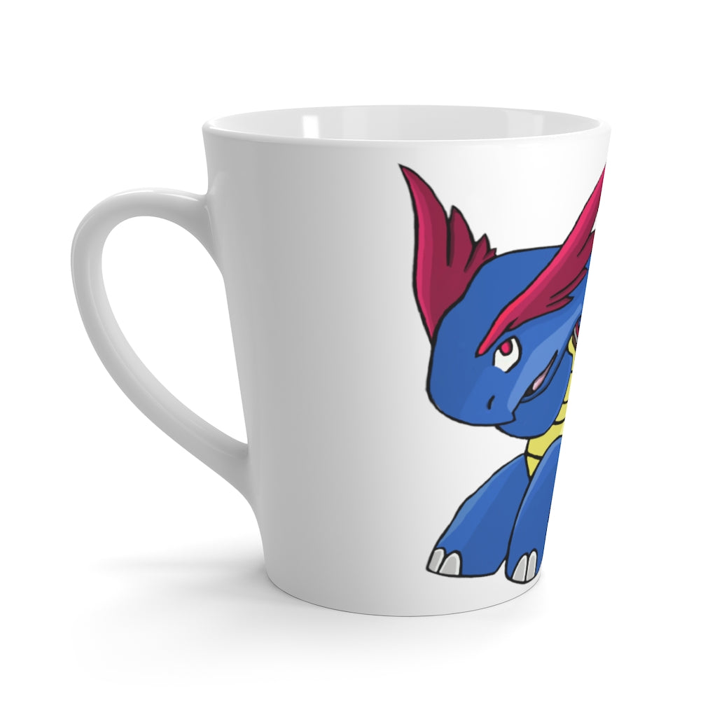 Squirtois Latte Mug in white ceramic with a stylish design, featuring rounded corners and a comfortable C-handle.