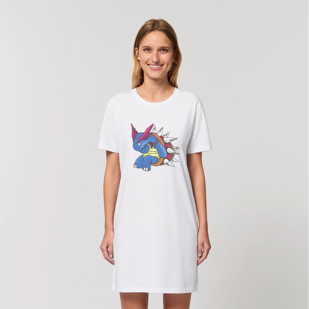 Squirtois Organic T-Shirt Dress in various colors, showcasing its soft fabric and stylish design.