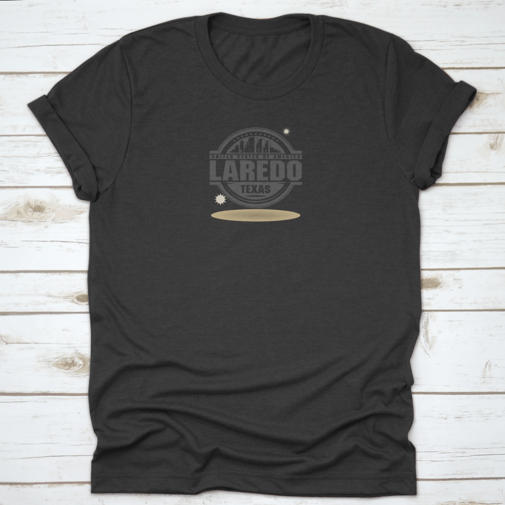 A stylish shirt featuring a vector illustration of Laredo, Texas, made from 100% cotton with a classic fit.