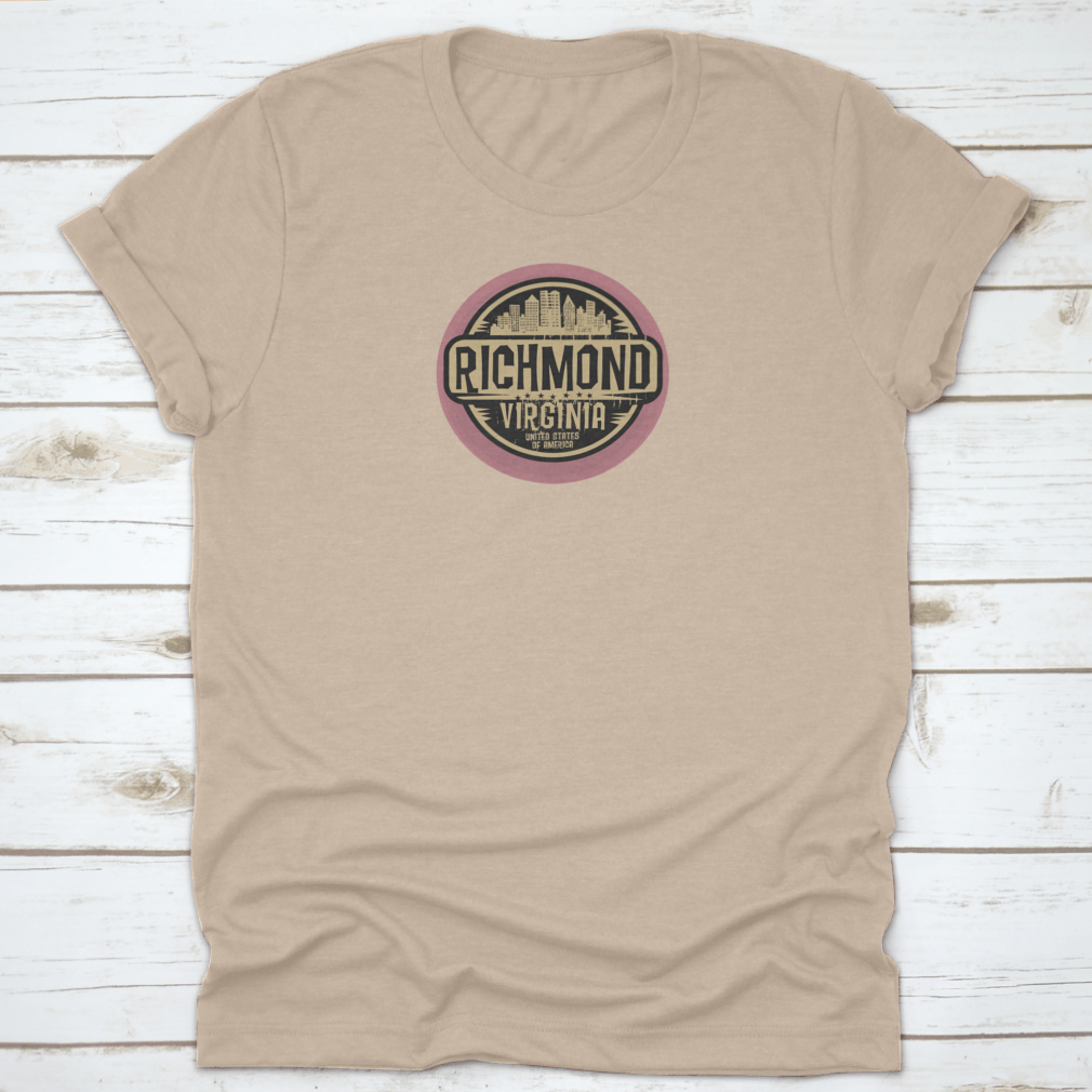Vector illustration of Richmond, Virginia, featured on a cotton stamp or label, showcasing the city's iconic elements.