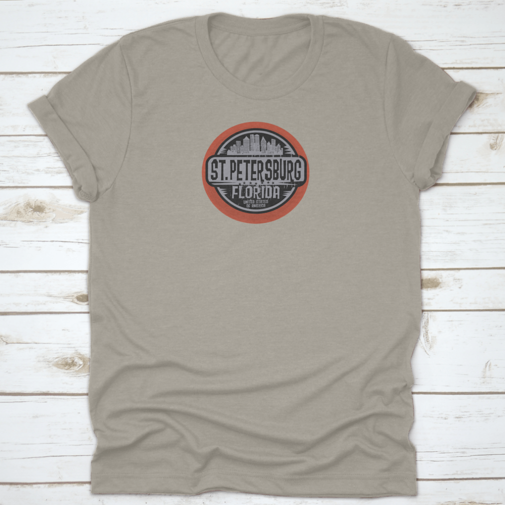 A stylish Saint Petersburg Florida shirt made from 100% cotton, featuring a classic fit and midweight fabric, perfect for casual wear.