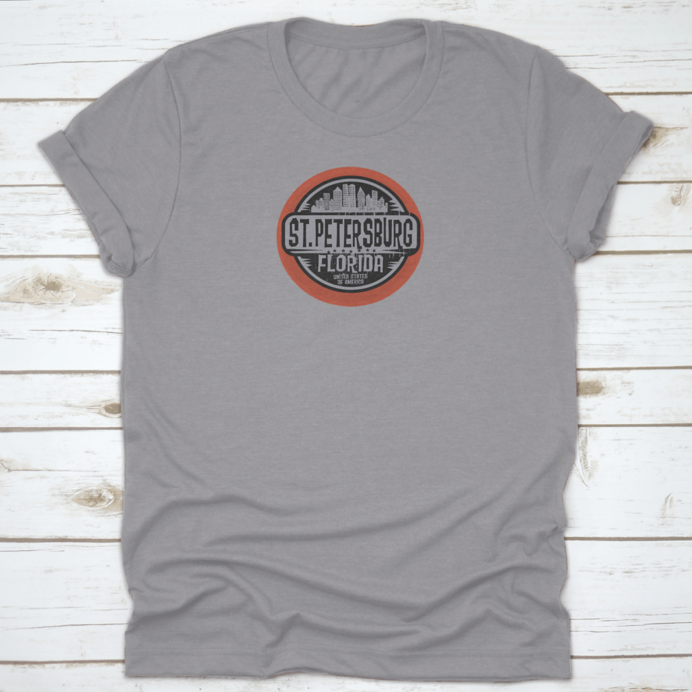 A stylish Saint Petersburg Florida shirt made from 100% cotton, featuring a classic fit and midweight fabric, perfect for casual wear.