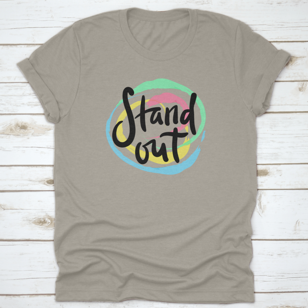 A stylish T-shirt featuring hand-drawn motivational quote lettering, made from high-quality cotton fabric.