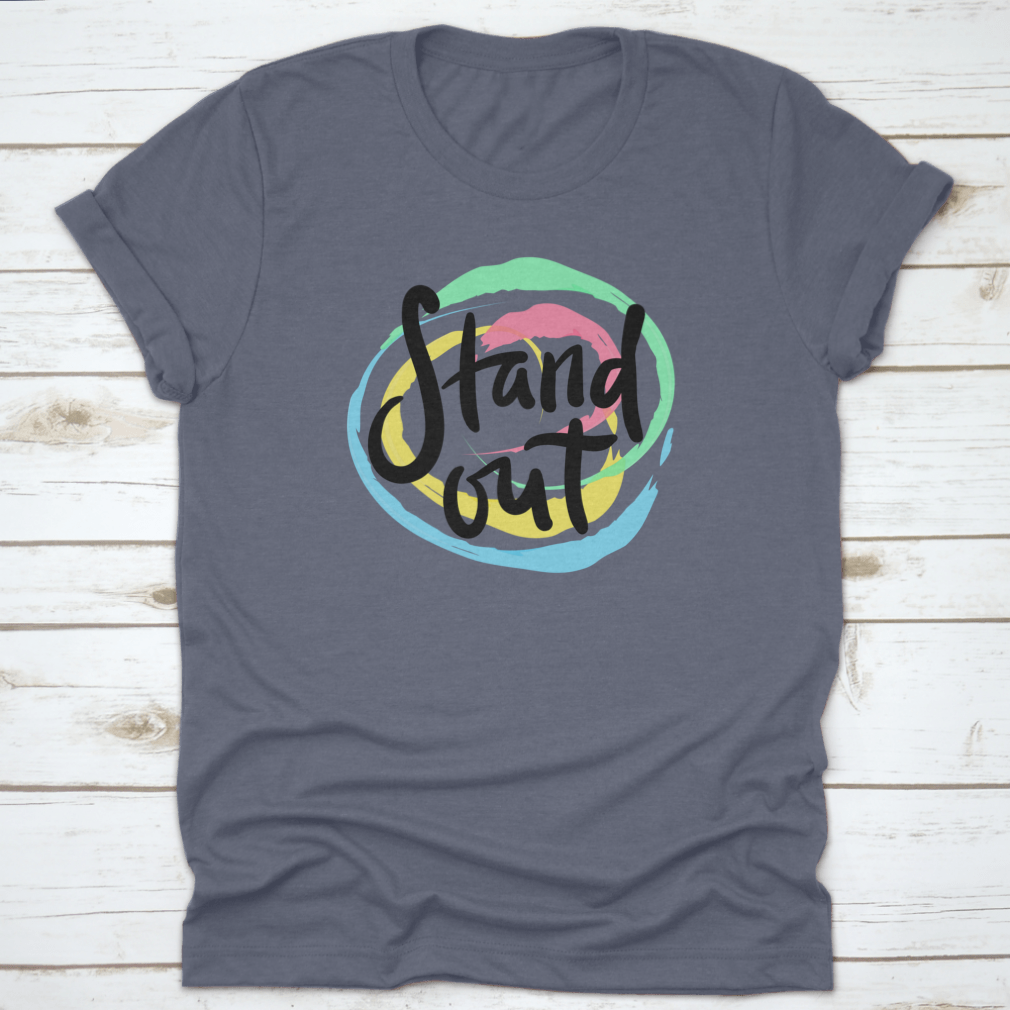 A stylish T-shirt featuring hand-drawn motivational quote lettering, made from high-quality cotton fabric.