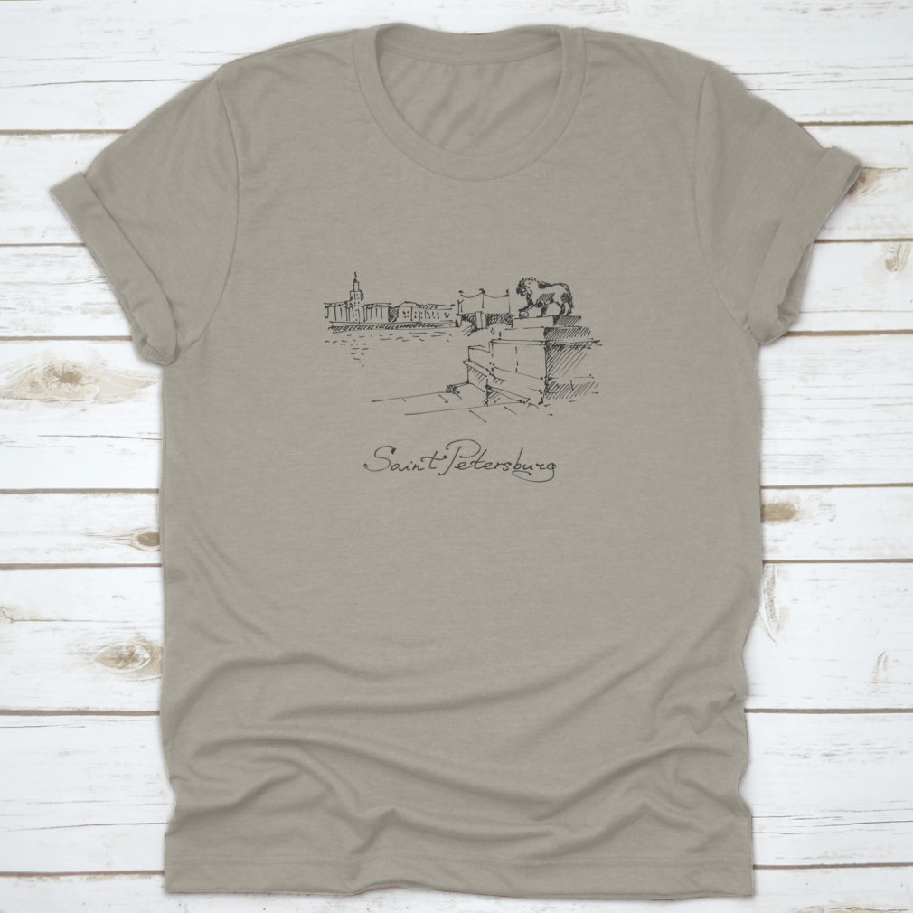 A majestic lion statue located at the Admiralty Embankment, overlooking the Neva River in Saint Petersburg, surrounded by historical architecture.