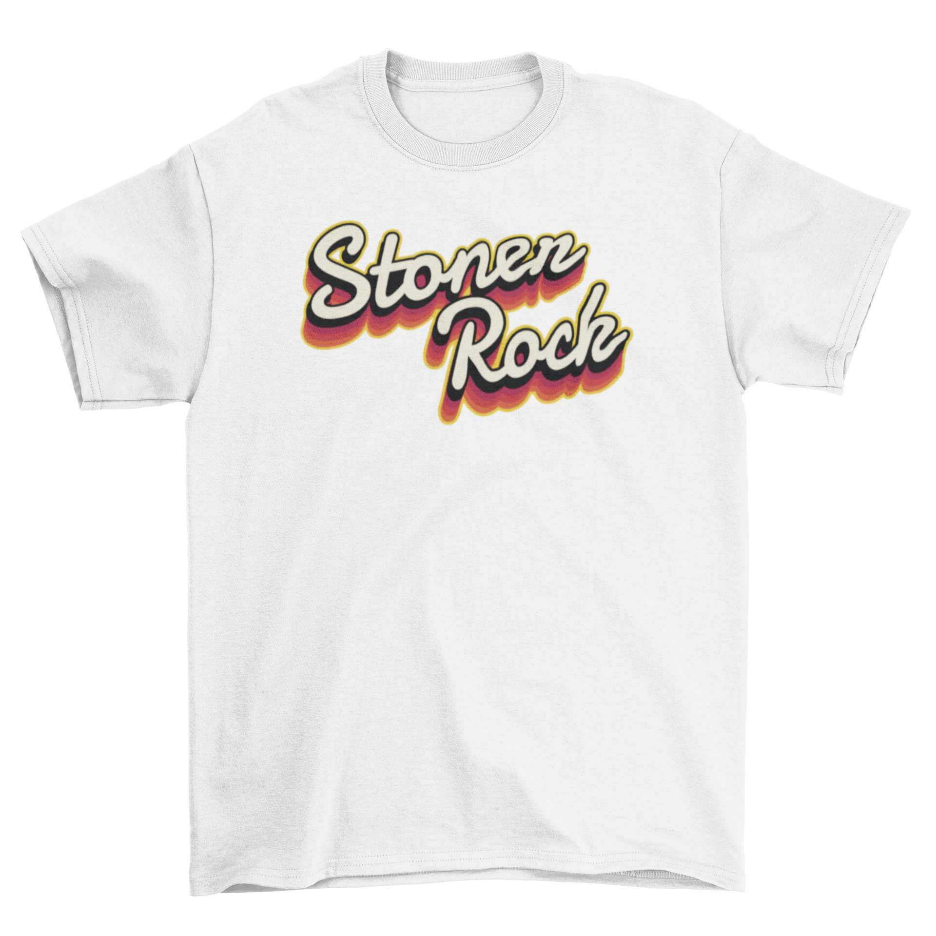 A stylish Stoner Rock T-Shirt featuring a retro design with the quote 'Stoner Rock' prominently displayed.