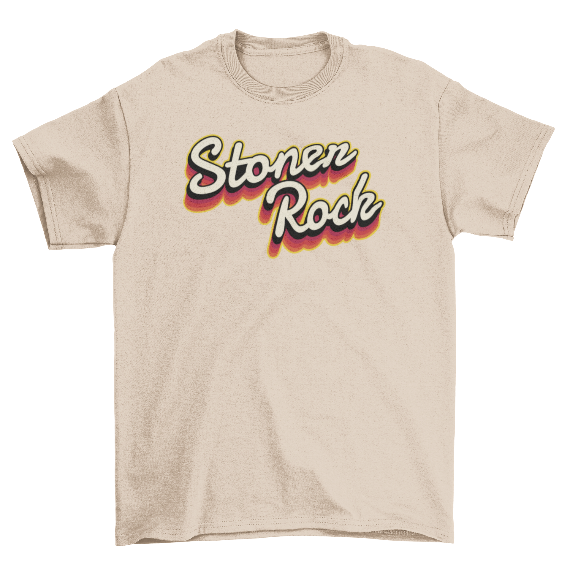 A stylish Stoner Rock T-Shirt featuring a retro design with the quote 'Stoner Rock' prominently displayed.