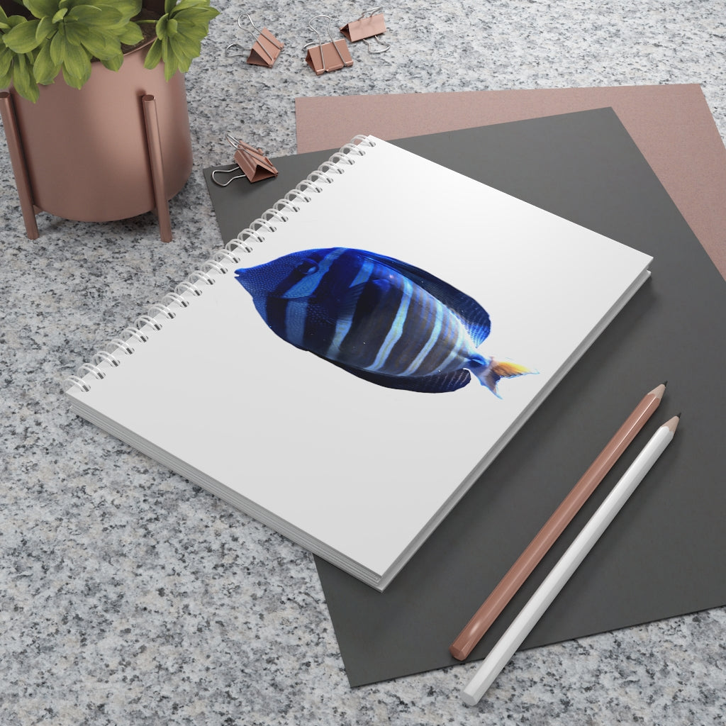 Striped Fish Spiral Notebook with customizable covers and wide-ruled pages, featuring a semi-gloss laminated finish.