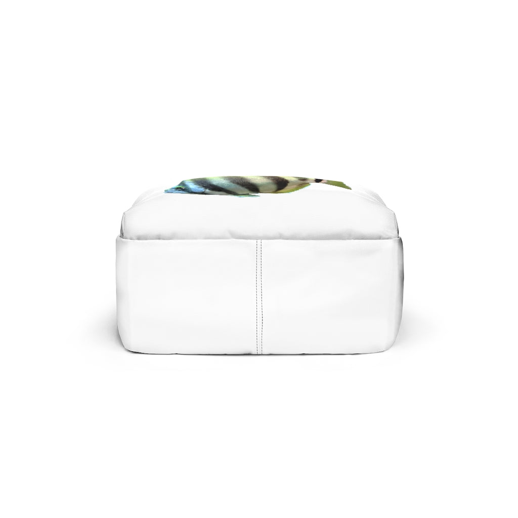 Striped Fish Unisex Classic Backpack in vibrant colors, showcasing adjustable straps and durable nylon material.