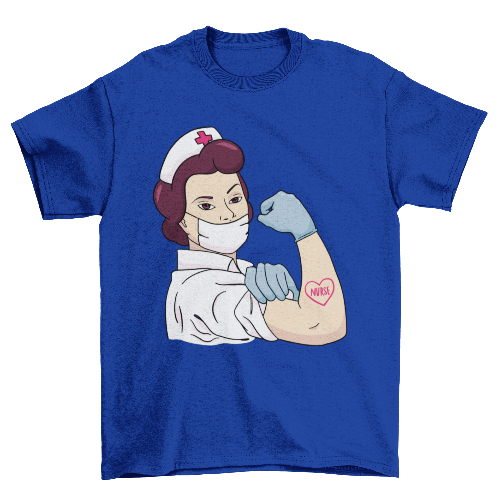 Strong Nurse T-shirt design featuring a nurse parodying the WE CAN DO IT poster, showcasing empowerment and pride in the nursing profession.