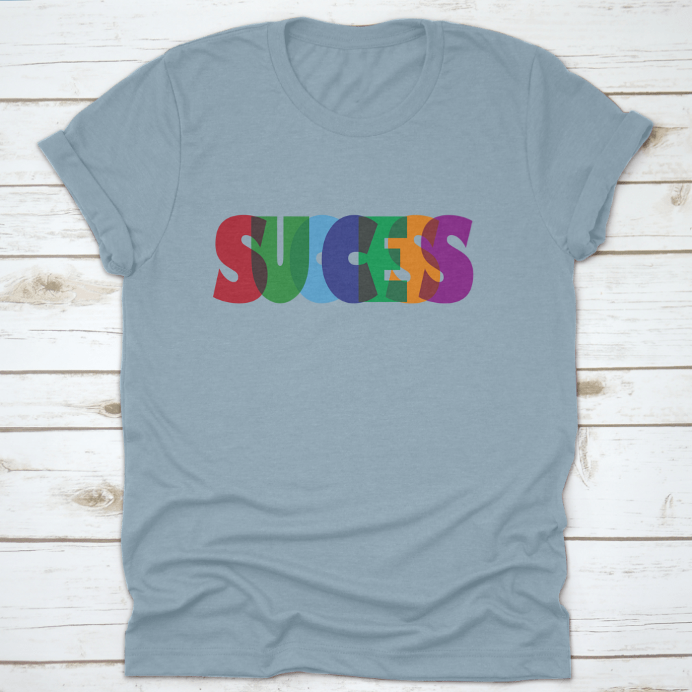 A vibrant typographic vector design featuring the word 'Success' in colorful lettering on a cotton fabric background.