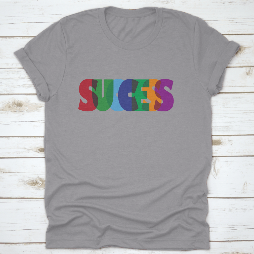 A vibrant typographic vector design featuring the word 'Success' in colorful lettering on a cotton fabric background.