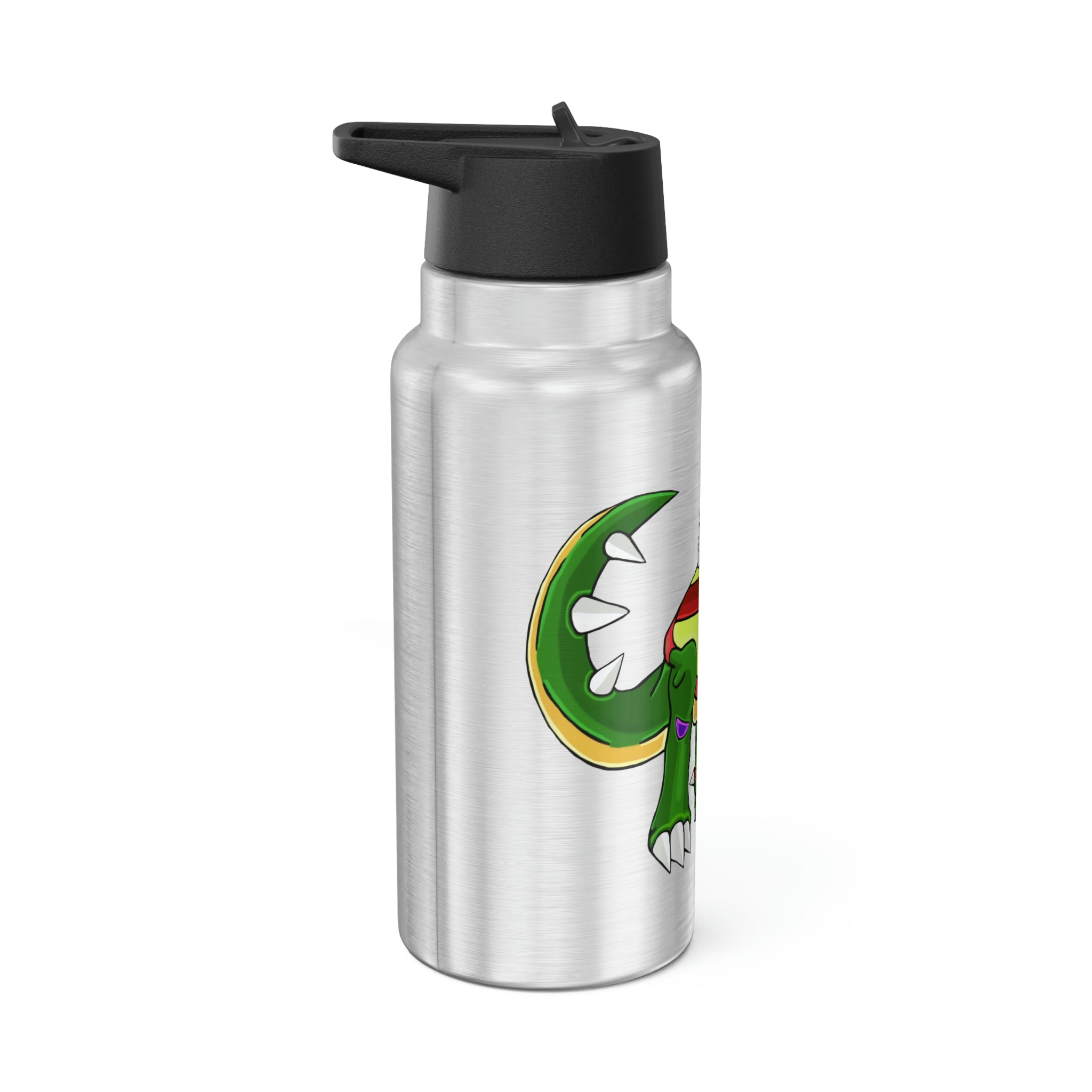 Sunecoon Gator Tumbler in stainless steel with a black cap and straw, showcasing a customizable design.