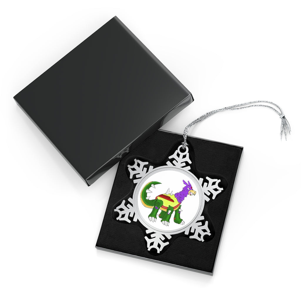 Sunecoon Pewter Snowflake Ornament with silver-toned hanging string, showcasing intricate snowflake design.