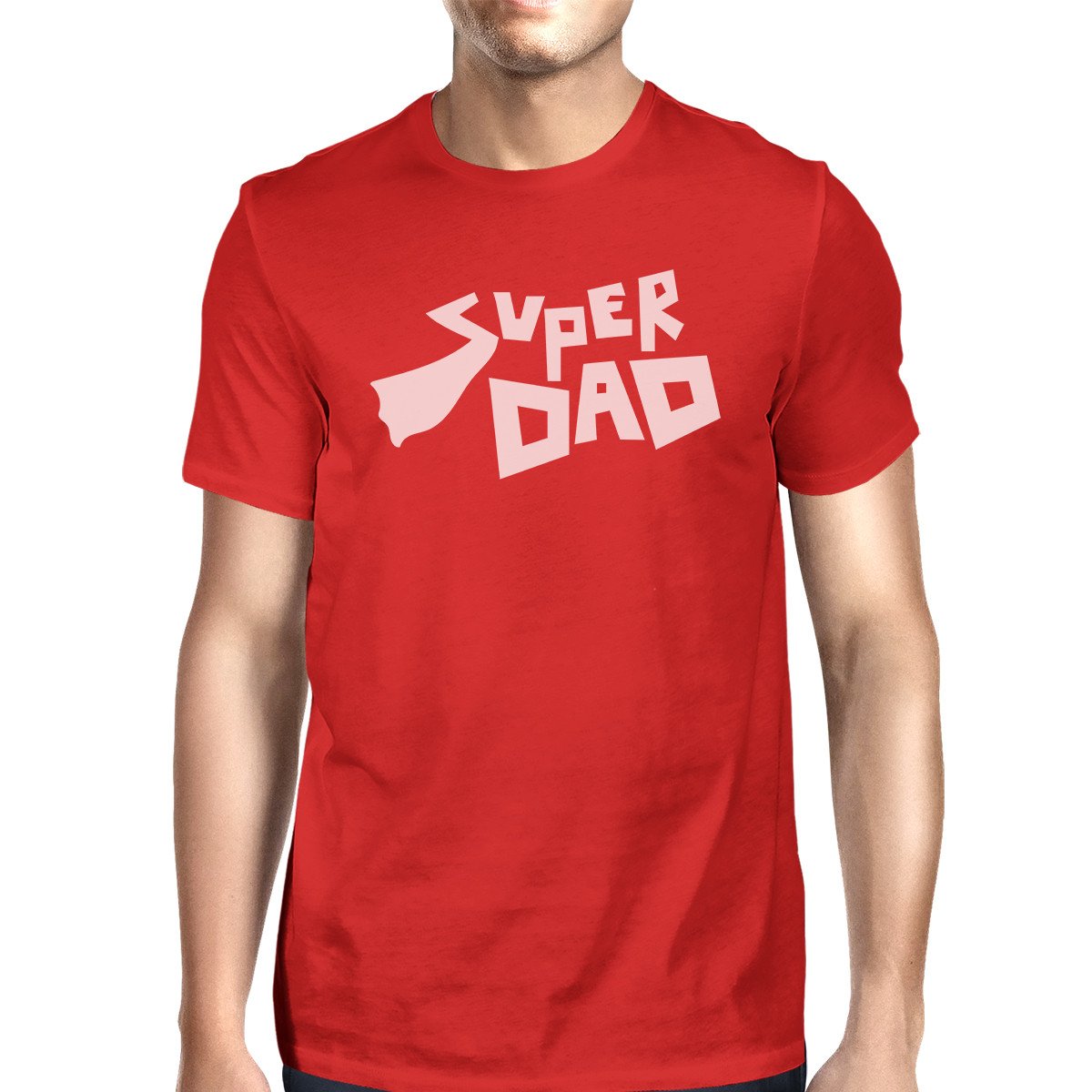 Super Dad Men's Red Graphic Design T-Shirt featuring a bold graphic print, made from 100% ring spun cotton for comfort.