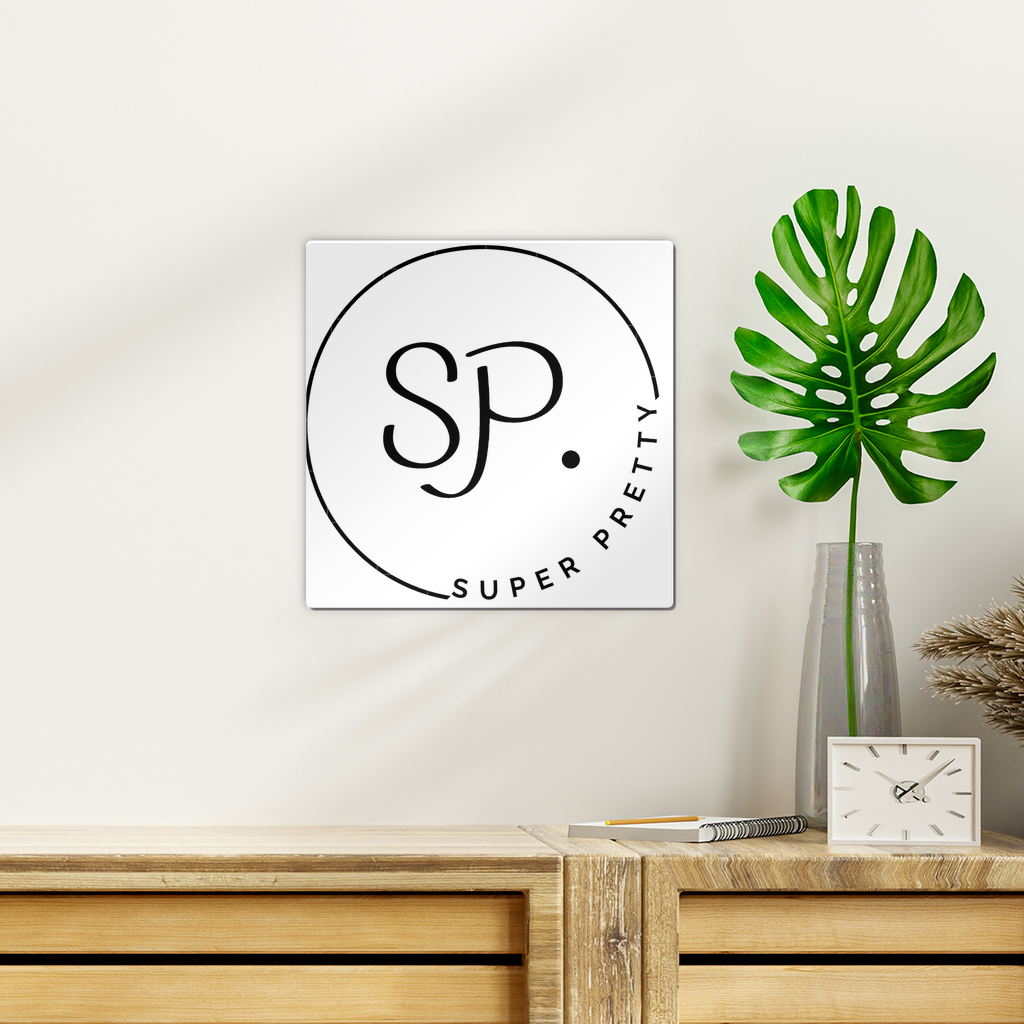 Super Pretty Wall Tile in gloss white finish, showcasing vibrant photo displays with repositionable adhesive mounting.